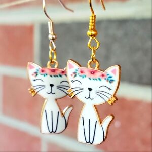 Floral Kitty Earrings